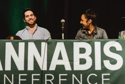 The Green Organic Dutchman’s David Bernard-Perron and Moon Made Farms’ Tina Gordon spoke along with Phantom Farms’ Edmund Funtanellas (not pictured) about “Innovative Growing Techniques,” such as dry farming, hügelkultur and living soil indoors. Photo by Jake Gravbrot