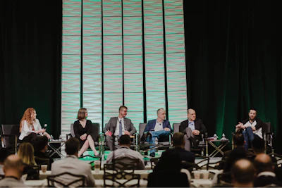 The “Global Cannabis and Your Role” keynote panel featured (left to right): Cannabis Business Times’/Cannabis Conference’s Noelle Skodzinski as moderator; Washington’s Finest Cannabis’ Crystal Oliver; The Farm’s John Billings; Connecticut Pharmaceutical Solutions’ Rino Ferrarese and Thomas Schultz; and RD Industries/Rare Dankness’ Scott Reach. Photo by Jake Gravbrot