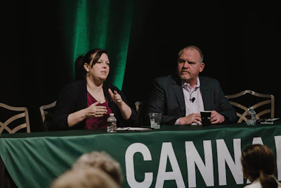 Dean Guske, CPA, Guske & Company Inc. and Rachel Gillette of Greenspoon Marder’s Cannabis Law Practice, spoke on a panel, moderated by Cannabis Business Times’ Eric Sandy (not pictured), on how to “Improve Your Tax Strategy.” Photo by Jake Gravbrot