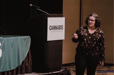 Puffin Farm’s Dr. Jade Stefano led attendees through lessons and insights into “Outdoor Workflow Efficiency for Large and Small Farms.” Photo by Jake Gravbrot