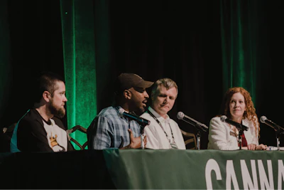 Cannabis Business Times/Cannabis Conference Editorial Director Noelle Skodzinski moderated a session, “Avoid the Race to the Bottom,” where experts shared dozens of practical tips for combating market saturation and significant price declines and ensuring long-term profitability. Panelists were (left to right): Rare Dankness/RD Industries’ Scott Reach; Saints Cannabis’ Jesce Horton; Greatland Ganja’s Leif Abel. Photo by Jake Gravbrot