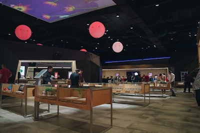 Planet 13's dispensary includes features that appeal to tourists, such as the glowing orbs suspended from the ceiling that move to music periodically during store hours.