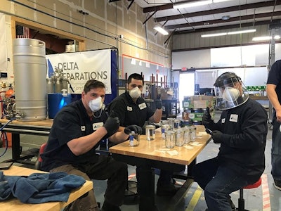 The Delta Separations team has produced hundreds of gallons of hand sanitizer for the surrounding San Francisco community in response to the COVID-19 pandemic.