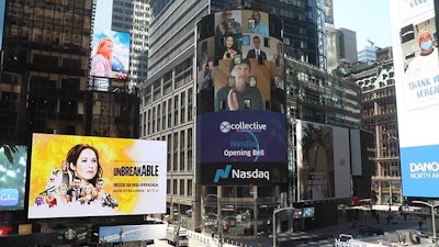 Bruce Linton, Geoff Whaling and the Collective Growth Corp. team virtually celebrate the company's listing on the Nasdaq.