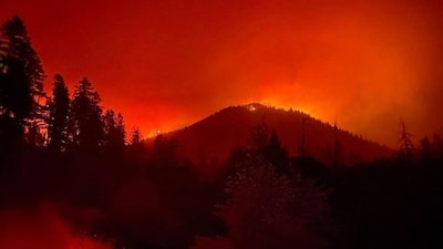 The view of the Slater Fire from East Fork Cultivars' property in Takilma, Ore., the week of Sept. 7.