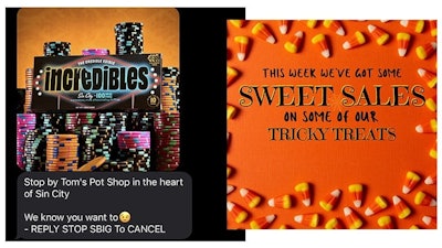 Text message campaigns and imagery sent via Springbig