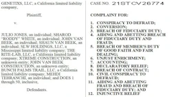First page of Genetixs' lawsuit naming Julio Jones and Roddy White as defendants.