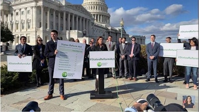 South Carolina Republican Rep. Nancy Mace unveils the States Reform Act during a press conference along with stakeholders, veterans and law enforcement members on Nov. 15 at the U.S. Capitol.