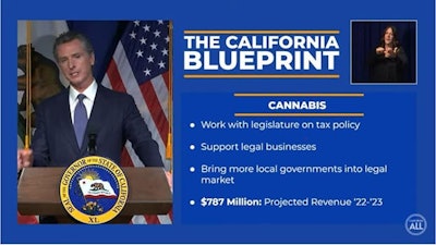 California Gov. Gavin Newsom provides his blueprint for cannabis policy reform during his budget proposal press conference Jan. 10.