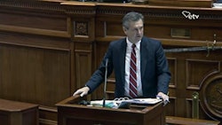 South Carolina State Sen. Tom Davis discusses his medical cannabis bill on the floor of his chamber.