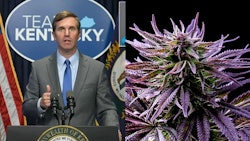 Kentucky Gov. Andy Beshear outlines his four-step plan on medical cannabis policy reform during his weekly news conference April 21.