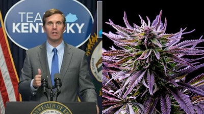 Kentucky Gov. Andy Beshear outlines his four-step plan on medical cannabis policy reform during his weekly news conference April 21.