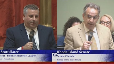 Rhode Island state Rep. Scott Slater and Sen. Josh Miller outline details of the Rhode Island Cannabis Act before their respective chambers voted to pass the adult-use cannabis legalization bill May 24.