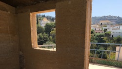 The walls inside of a home in La Herradura, Spain, made with hemp materials