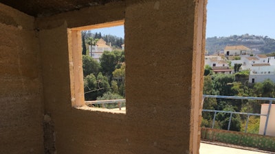 The walls inside of a home in La Herradura, Spain, made with hemp materials