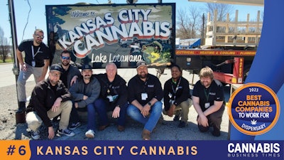 Members of the Kansas City Cannabis Co. team, from left to right: Eric Burgess, Lee Burgess, Jeff Krupkowski, Forest Palmer, Corey Martin, Dan Nelson, Kyle Davis and Freddy Bruhn.