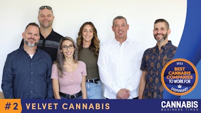From left: Frank Gemignani (VP of retail), Farid Harrison (co-founder and CEO), Elizabeth Aguirre (GM, Velvet Martinez), Victoria Long (head of people and places), Matt Morea (co-founder and COO), Travis Bowles (head of purchasing).