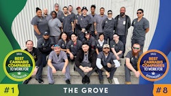 The Grove’s cultivation team. The Grove ranked #1 on the 'Best Cannabis Companies to Work For - Cultivation' list, and #8 on the 'Best Cannabis Companies to Work For - Dispensary' list.