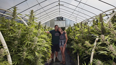 Huckleberry Hill Farms owners John Casali and Rose Moberly in Humboldt County, Calif.