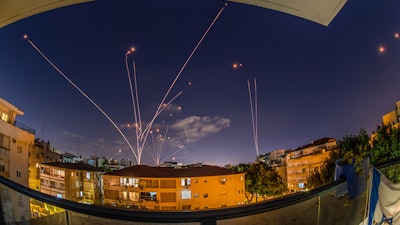 Interceptions of Hamas rockets in southern Israel during night of attack on Ashdod.