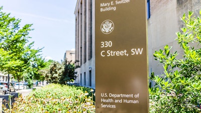 A file photo of the exterior of a U.S. Department of Health and Human Services building in Washington, D.C.