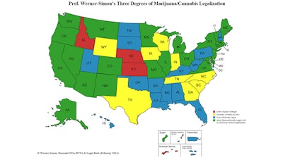 2024 U.S. cannabis legalization map.