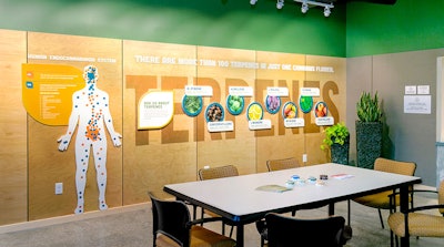 The Landing Dispensary's Cleveland location includes educational information for patients about the endocannabinoid system and various cannabis terpenes.