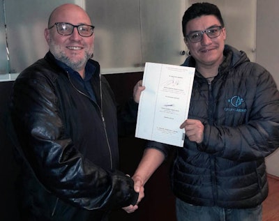 President Pedro Mendez of Premier Graphene Inc. and HGI Industrial Technologies S.A de P.I with Carlos Alberto Perez President of Santa Rosa Green Seeds