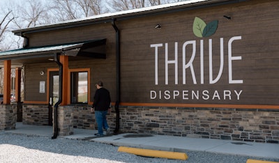The exterior of a MariMed-operated Thrive Dispensary in Illinois.