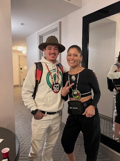 Mary Jane Oatman, COO, Indigenous Cannabis Industry Association (right), and Savelle the Native, an indigenous hip hop artist, at the Canna Collide event.