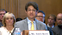 Aaron Klein, a senior fellow in economic studies at the Brookings Institution, testifies as a witness during the U.S. Senate Banking Committee's hearing on debanking on Feb. 5.