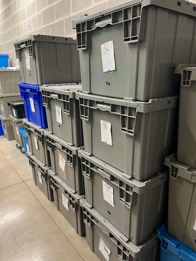 Bins labeled and organized at Galenas.