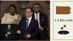 Pennsylvania Gov. Josh Shapiro delivers his budget address on Feb. 4, 2025.