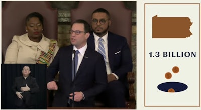 Pennsylvania Gov. Josh Shapiro delivers his budget address on Feb. 4, 2025.