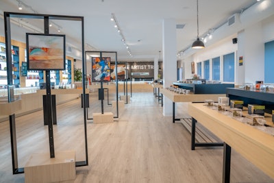The Artist Tree's dispensary and art gallery showroom floor in Laguna Woods, Calif.