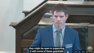 New Hampshire Rep. Jared Sullivan discusses his adult-use legalization bill March 26 on the House floor.