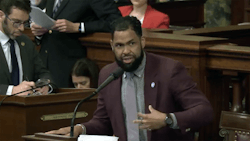 Pennsylvania Rep. Rick Krajewski asks colleagues to reject an amendment to his adult-use cannabis legalization bill May 6 on the House floor.