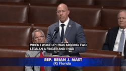 U.S. House Rep. Brian Mast, R-Fla., discusses the lack of veteran access to medical cannabis on June 25 on the chamber's floor.