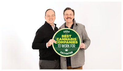 Root & Bloom ranked No. 1 in the 2024 Best Cannabis Companies To Work For - Cultivation list. CEO Tom Regan, left, and VP of Cultivation William Windham, photographed at the Root & Bloom cultivation facility in January 2024.