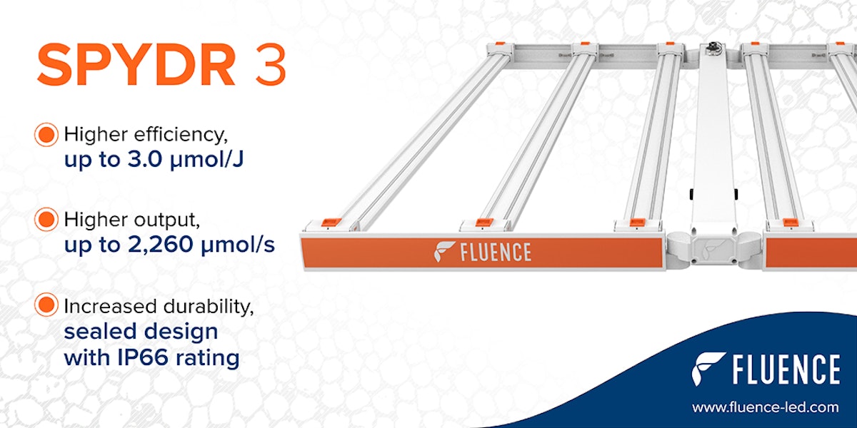 Fluence Debuts SPYDR 3: Pioneering Fixture Upgrades Output and Efficiency for Cannabis Growers