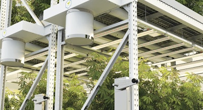 Innovative Growers Equipment's “Made in the USA” mutitier racking system.