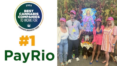 PayRio ranked in the No. 1 spot on the Best Cannabis Companies to Work For - 2025 list. Pictured are team members at Hall of Flowers in Santa Rosa, Calif.