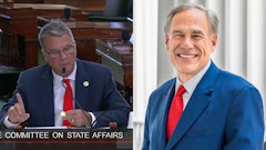 Texas state Sen. Charles Perry (left) and Gov. Greg Abbott