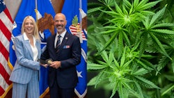 U.S. Attorney General Pam Bondi (left) and DEA Administrator Terry Cole during Cole's swearing-in on July 23.