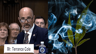 Terry Cole, Trump’s nominee to lead the DEA, testifies during his Senate Judiciary Committee confirmation hearing on April 30.