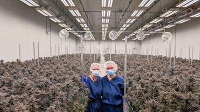 AtlantiCann Medical Inc. Garden Managers Rhaea Lacroix (right) and Kristine Chinner (left). The pair has completed more than 275 harvests at the company.