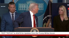 President Donald Trump turns to Attorney General Pam Bondi during an Aug. 11 White House press conference, when saying that a cannabis rescheduling decision will come 'over the next few weeks.'