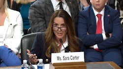 Sara Carter, President Donald Trump's nominee to be the director of the White House Office of National Drug Control Policy, testifies during her confirmation hearing Sept. 17 before the Senate Judiciary Committee.