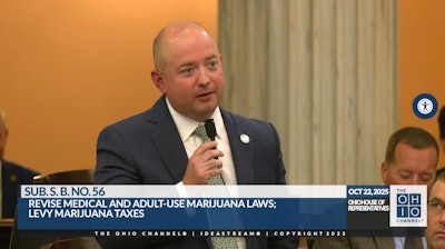 Ohio state Rep. Brian Stewart, R-Ashville, discusses a substitute bill that would amend a voter-approved adult-use cannabis initiative from 2023 and provide a regulatory framework for intoxicating hemp products.