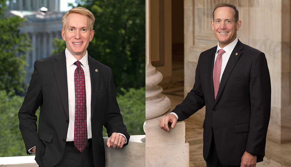 U.S. Sens. James Lankford, R-Okla., (left), and Ted Budd, R-N.C.